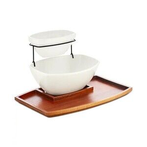Macy’s The Cellar Two-Tiered Chip and Dip 13 oz., Serving Stand, White